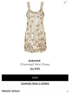 Paco Rabanne Gold Chainmail Floral Mini Dress